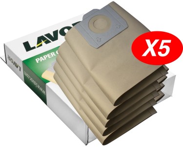 Set 5 sacchetti raccoglitori in carta per aspiratori LAVOR 30 l (0)