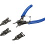 Set pinze per anelli elastici LUX Classic 150 mm con manici blu e quattro teste.
