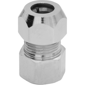 Raccordo a compressione in ottone per tubi di rame.