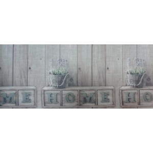 Tappeto cucina Zerbini con motivo legno e lavanda, scritta HOME.