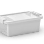 Contenitore/scatola di immagazzinaggio in plastica bianca t.b.t. con coperchio.