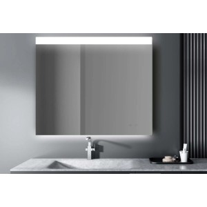 Specchio rettangolare con illuminazione a LED superiore e inferiore. Ideale per bagni moderni.