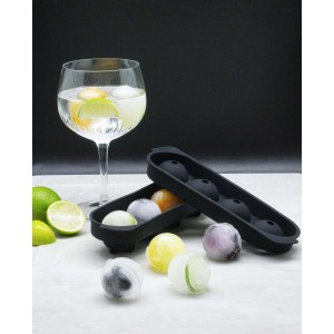 Stampo per cubetti di ghiaccio per cubetti rotondi, stampo in silicone nero per bevande speciali.