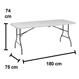 Tavolo del set birreria con dimensioni 180x74x75 cm.