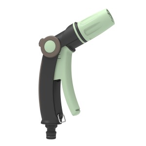 Pistola per irrigazione t.b.t. verde e nera per irrigazione giardino.
