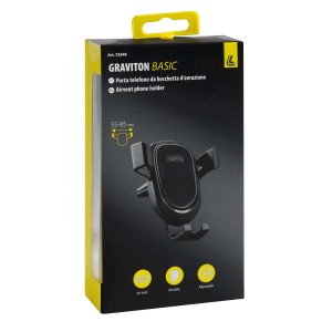 Confezione di un supporto per telefono nero per bocchette d'aria auto.