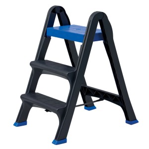 t.b.t. Scaletta a 3 gradini, blu/nera, per una posizione sicura durante il lavoro.