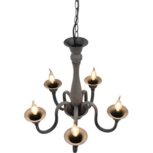 Lampadario Trio Elsa antracite con 5 attacchi E14. Elegante lampada da soffitto per soggiorno e camere da letto.