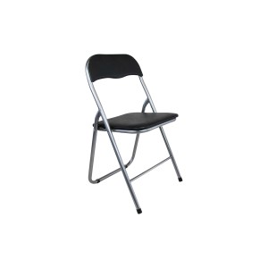 Sedia pieghevole t.b.t. con seduta e schienale neri.