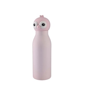 Borraccia rosa con motivo uccello per campeggio e outdoor.