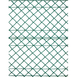 Rete metallica verde, recinzione a catena per giardino e proprietà.