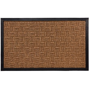 Tappeto OBI marrone texturizzato, 45x75 cm, con retro antiscivolo e bordo nero.
