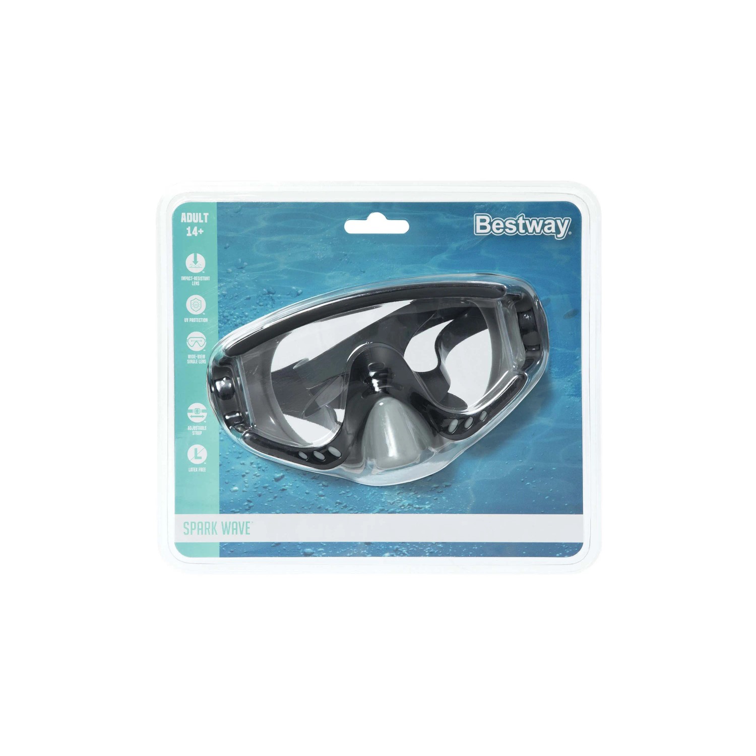 Maschera da immersione nera Bestway, adatta dai 14 anni in su. Ideale per snorkeling e immersioni.