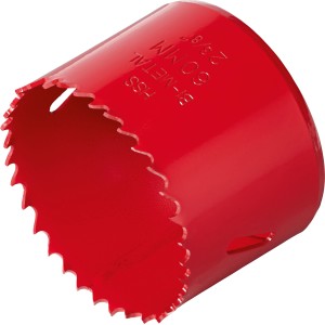 Seghe a tazza rosse LUX Bi-Metal, Ø 64 mm, per trapani. Utensile per segare fori nel legno e nel metallo.