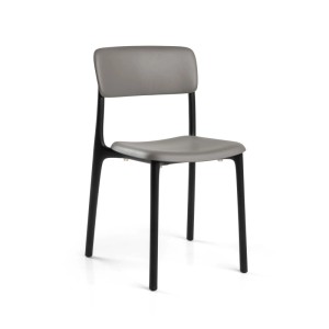 Sedia impilabile Poppy in polipropilene grigia e nera 49,5x49h79,5 cm