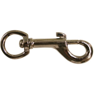 Moschettone argentato per applicazioni versatili.