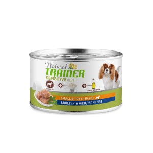 Lattina di cibo umido per cani t.b.t., Sensitive Plus, con cavallo, riso e olio di girasole.