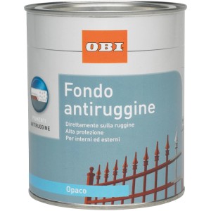 Barattolo di antiruggine OBI, grigio opaco, 750 ml. Primer per ferro, acciaio e altri metalli.