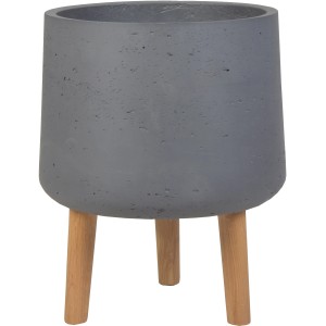 Portavaso grigio t.b.t. con gambe in legno per interni ed esterni.