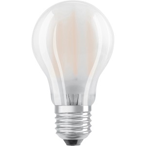Lampadina LED E27 in vetro satinato per una luce piacevole.