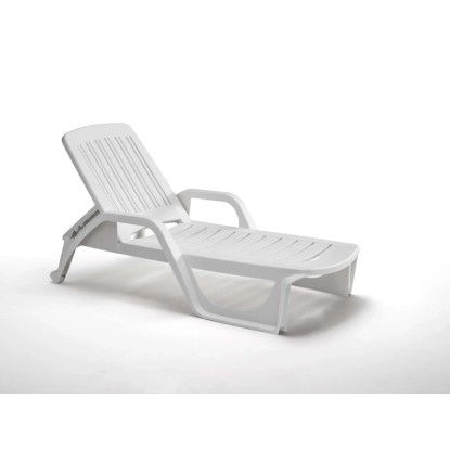 Sdraio reclinabile Zanzibar in polipropilene bianco