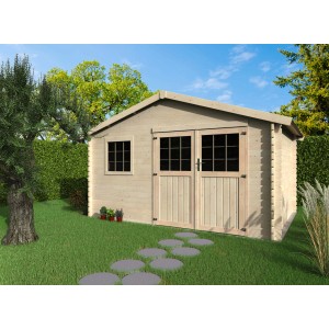 Casetta da giardino Decor et Jardin Torcal, legno naturale con doppia porta e finestra in giardino.