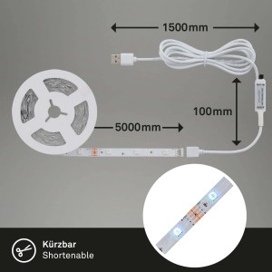 Striscia LED t.b.t. su bobina con connettore USB e controller.
