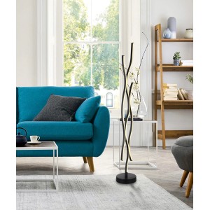 Moderna lampada da terra a LED Geronimo nera, design elegante per spazi abitativi.