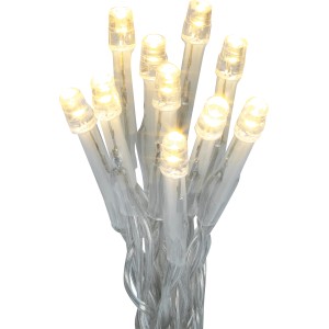 Catena luminosa LED con 10 LED bianco caldo e cavo trasparente (120 cm) per interni.