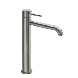 Miscelatore lavabo t.b.t. in acciaio inox spazzolato.