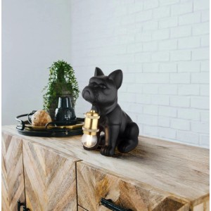 Lampada da tavolo DOGO forma di cucciolo di cane ceramica nera satinata