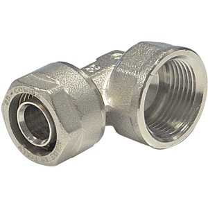 t.b.t. Raccordo in acciaio, gomito con filettatura femmina per impianti idraulici.