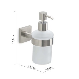 Dispenser sapone a muro in acciaio inox e vetro, t.b.t.
