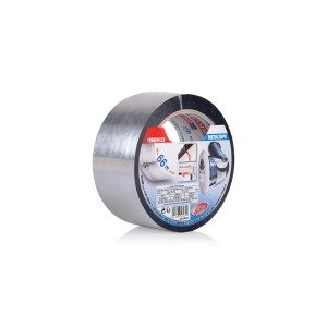 Rotolo di nastro adesivo metallico argentato, 50mm x 66m, per riparazioni e sigillature.