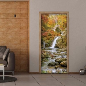 Fotomurali: Porta con motivo a cascata nella foresta autunnale. Natura per la tua casa.