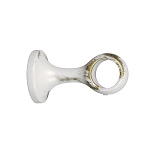 Supporto per bastone per tende t.b.t. bianco con accenti dorati.