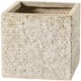 Vaso per piante beige Bernay, 36x39,5x39,5 cm, in Fibreclay con struttura a coste effetto pietra.