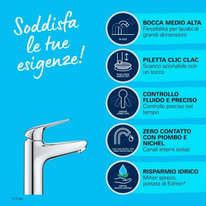 Miscelatore monocomando Swift per lavabo tg M cromo