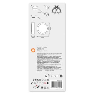 Confezione di una luce sottopensile t.b.t. con accessori e dimensioni.