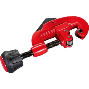 Tagliatubi rosso Ellix per tagliare tubi con manico girevole nero.