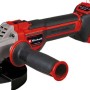 Smerigliatrice angolare a batteria Einhell TP-AG 18/125 CE Q Li Solo, rosso/grigio, con impugnatura supplementare e cambio disco senza attrezzi.