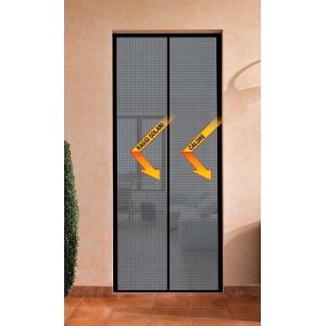 Zanzariera magnetica con telaio in pvc 140x240 cm grigio-nero