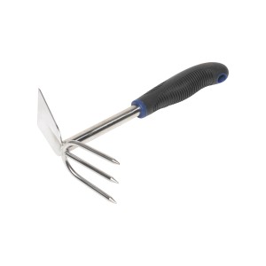 Zappa a mano doppia LUX Comfort in acciaio inox con manico nero e occhiello.