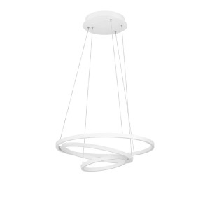 Lampada a sospensione LED Eglo Lobinero-Z bianca, Ø 61 cm, con tre anelli e funzione CCT.