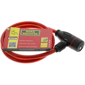 Lucchetto a cavo Burg Wächter 260, lunghezza 60 cm, rosso con cilindro.