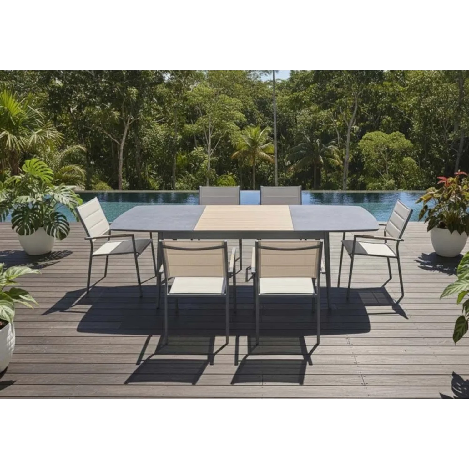 Sedia da giardino con braccioli in alluminio Lillà beige 6 pz_2