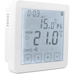 Termostato ambiente digitale t.b.t. bianco per il controllo della temperatura.