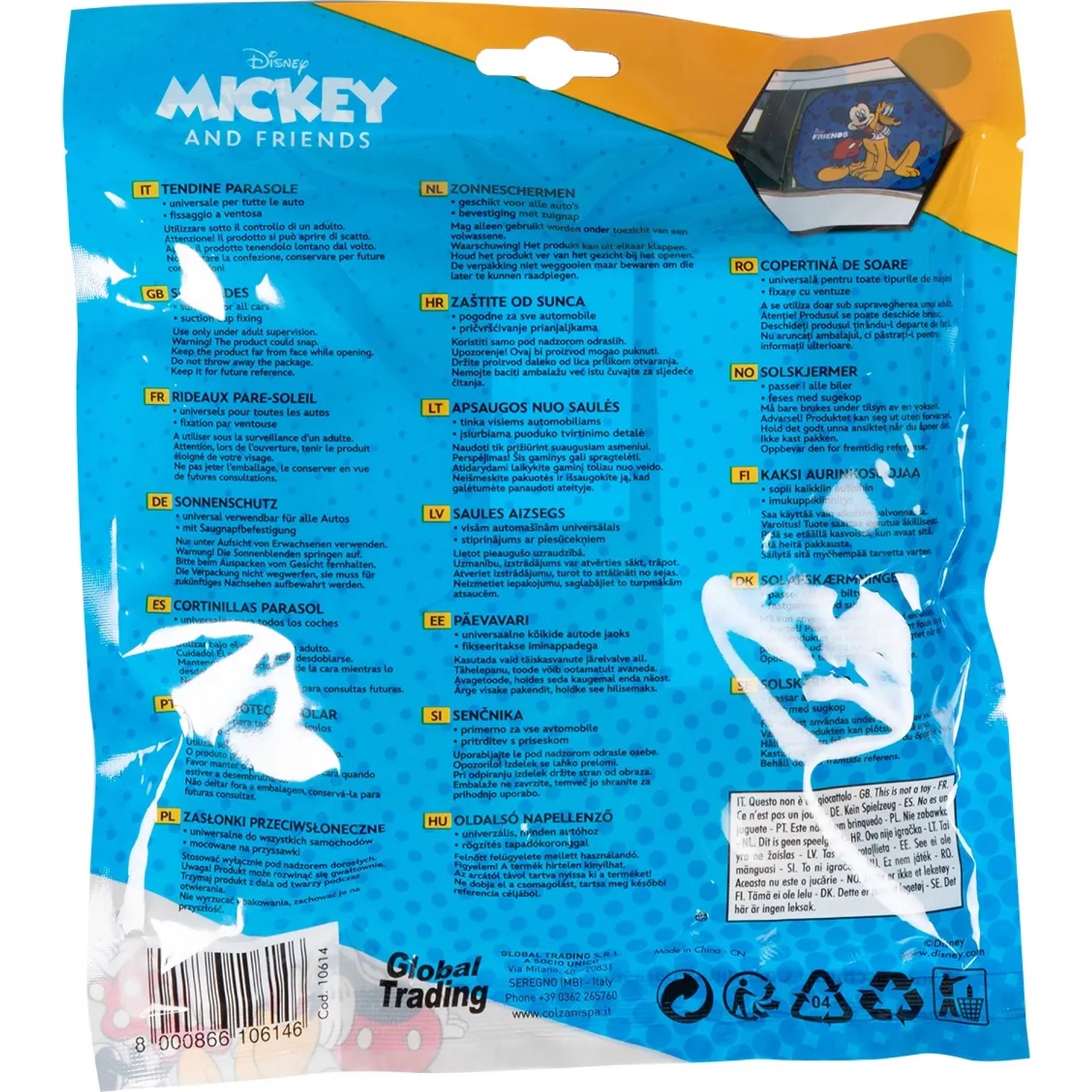 Parasole auto t.b.t. con design Disney, accessorio interno auto.