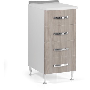t.b.t. mobile base cucina con quattro cassetti e maniglie argentate.