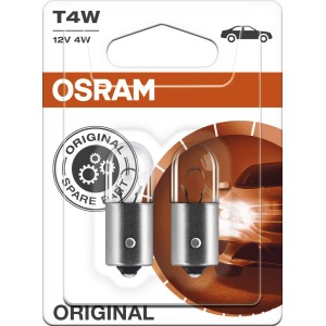 Lampadine di segnalazione Osram Original T4W, confezione da 2 per impianti elettrici auto.